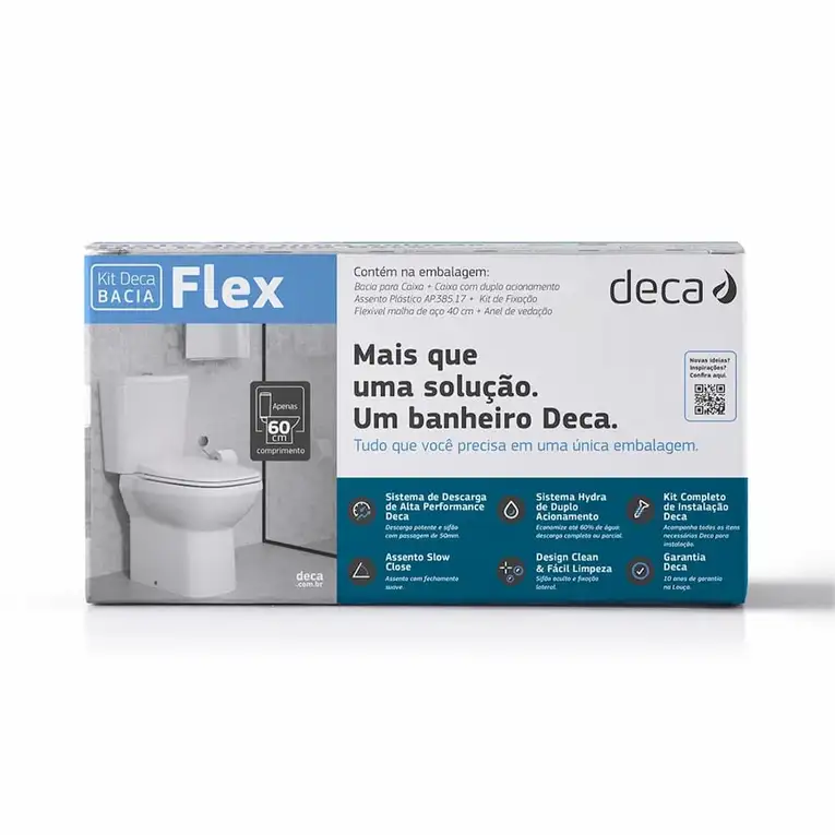 Kit Flex Bacia Sanitária Acoplada com Caixa e Assento Kp380 Deca Branco - 12