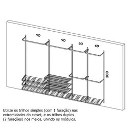 Guarda roupa closet aramado aberto armário modulado roupeiro 3,10 BR - 2