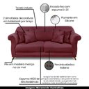 Ver imagem 3 de Sofá Decorativo 220cm 3 Lugares com 4 Almofadas Armstrong Veludo Vinho - Gran Belo