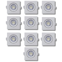 Kit 10 Spot de Led 5w Branco Frio 6500k Quadrado Direcionável Bivolt 110v/220v Enbutir - 1