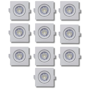 Kit 10 Spot de Led 5w Branco Frio 6500k Quadrado Direcionável Bivolt 110v/220v Enbutir