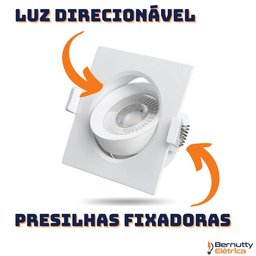 Kit 10 Spot de Led 5w Branco Frio 6500k Quadrado Direcionável Bivolt 110v/220v Enbutir - 4
