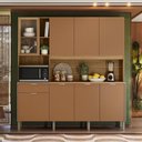 Ver imagem 1 de Armário de Cozinha Compacto Kits Paraná Nature 8 Portas 1 Gaveta Nicho Decorativo 1,94m - Freijó/