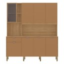 Ver imagem 2 de Armário de Cozinha Compacto Kits Paraná Nature 8 Portas 1 Gaveta Nicho Decorativo 1,94m - Freijó/