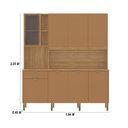 Ver imagem 3 de Armário de Cozinha Compacto Kits Paraná Nature 8 Portas 1 Gaveta Nicho Decorativo 1,94m - Freijó/