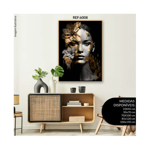 Quadro Decorativo Mulheres Flores Dourada