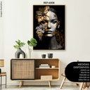Ver imagem 1 de Quadro Decorativo Mulheres Flores Dourada