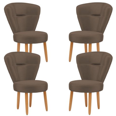 Kit 4 Poltronas para Recepção Maquiagem Sala de Jantar Ergonômica Tecido Veludo Pés Palito
