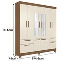 Ver imagem 4 de Guarda Roupa Casal com Cômoda Curitiba 8 Portas de Bater 6 Gavetas com Espelho Jatobá Areia