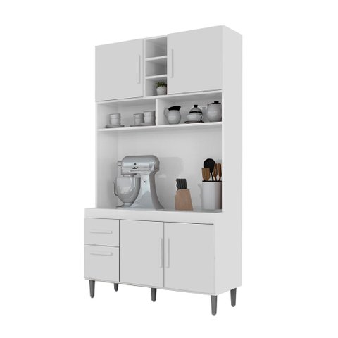 Armário de Cozinha Cristal Cor:branco Multiuso Mizza Decor