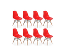 Ver imagem 1 de Kit 8 Cadeiras Charles Eames Eiffel Vermelha Base Madeira Sala Cozinha Jantar - Bering