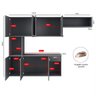 Armário Suspenso Cozinha Completa Estilo Planejado 3 Módulos Puxador Concha Lady - Cinza - RPM - 6