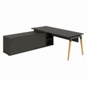 Ver imagem 2 de Mesa Diretor Executiva 200 cm X 203 cm Pés Cavalete em Madeira com Caixa de Tomadas e Armário