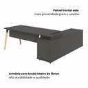 Ver imagem 7 de Mesa Diretor Executiva 200 cm X 203 cm Pés Cavalete em Madeira com Caixa de Tomadas e Armário