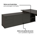Ver imagem 5 de Mesa Diretor Executiva 200 cm X 203 cm Pés Cavalete em Madeira com Caixa de Tomadas e Armário