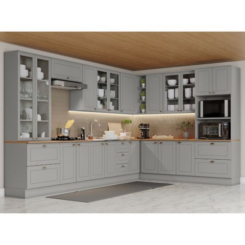 Cozinha Completa de Canto 11 Peças 20 Portas 7 Gavetas Americana Henn