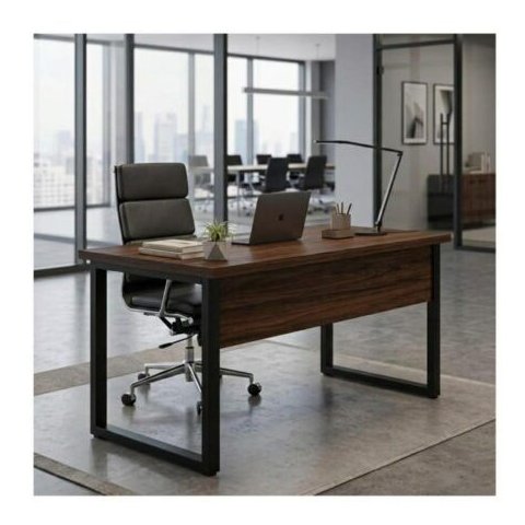 Mesa Escritório Pé Quadro 1,50x0,60m - s/ Gavetas - Marsala/Preto - 25472