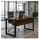 Ver imagem 1 de Mesa Escritório Pé Quadro 1,50x0,60m - s/ Gavetas - Marsala/Preto - 25472