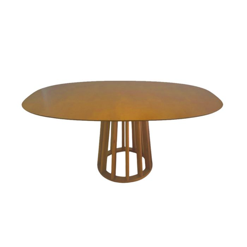 Mesa de Jantar Redonda 160x100cm Base Cone Palito em Madeira Cor Cerejeira