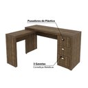 Ver imagem 3 de Mesa de Escritório em L 3 Gavetas - Nogal
