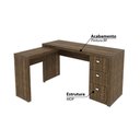 Ver imagem 2 de Mesa de Escritório em L 3 Gavetas - Nogal