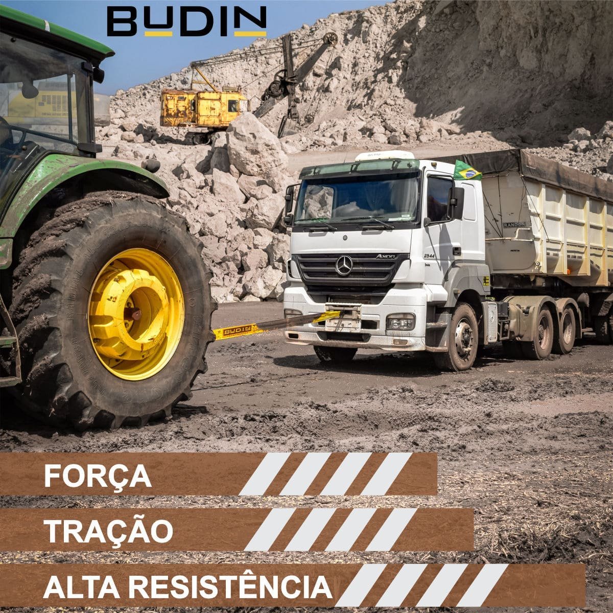 Cinta Fita de Reboque e Arraste 70 ton x 3 metros plana - Caminhão / Trator / 4x4 / Trilhas / Off ro - 4