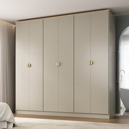 Guarda-Roupa Casal 100% MDF 6 Portas Brescia Bege/Panna - 1 Guarda-Roupa Casal 100% MDF 6 Portas Brescia Bege/Panna - 1
