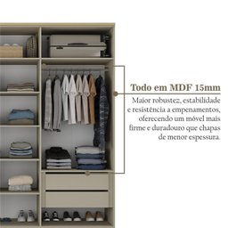 Guarda-Roupa Casal 100% MDF 6 Portas Brescia Bege/Panna - 6 Guarda-Roupa Casal 100% MDF 6 Portas Brescia Bege/Panna - 6