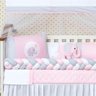 Kit Berço Menina Trançado Elefante 13 Peças Com Saia Rosa - 2