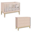 Ver imagem 2 de Quarto de Bebê Berço + Cômoda 6 Gvts Classic Pés em Madeira Natural Rosa