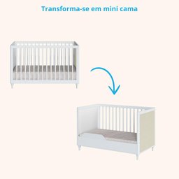 Berço Divicar Fofura Padrão Americano 2 em 1 Mini Cama Rattan - Branco - 5