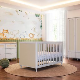 Berço Divicar Fofura Padrão Americano 2 em 1 Mini Cama Rattan - Branco - 7