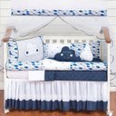 Ver imagem 1 de Kit Berço Menino 14 Peças Protetor Impermeável Nuvem Marinho