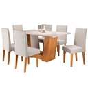 Ver imagem 2 de Mesa de Jantar 6 Lugares Grazi Mel/blonde/veludo Marfim - Pnr Móveis
