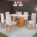 Ver imagem 1 de Mesa de Jantar 6 Lugares Grazi Mel/blonde/veludo Marfim - Pnr Móveis