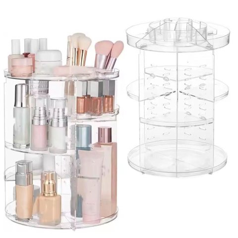 Prateleira Porta Maquiagem 4 Andares Organizador de Cosmeticos Giratorio Perfumes Suporte Acrilico