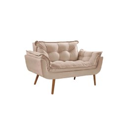 Poltrona Decorativa Sofá Namoradeira 2 Lugares Opalla Bege - 3