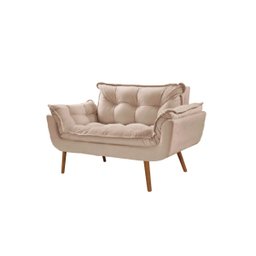 Poltrona Decorativa Sofá Namoradeira 2 Lugares Opalla Bege - 2