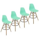 Ver imagem 1 de Kit 4 Banquetas Charles Eames Eiffel Wood Design Base Fixa Madeira - Verde