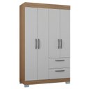 Ver imagem 5 de Guarda Roupa Solteiro Tóquio 4 Portas com Armário Multiuso 2 Portas Pequeno Castanho Off White - Poq