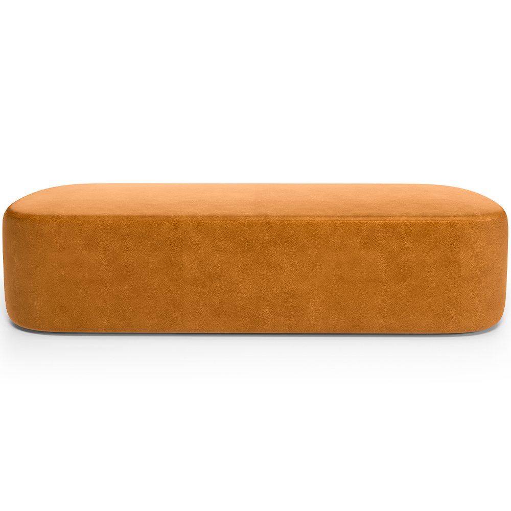 Cabeceira Cama Box Casal 140cm Lanna com Puff Recamier Doha W01 Couríssimo Whisky - Lyam Decor - 4
