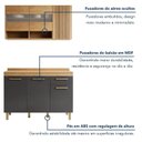 Ver imagem 7 de Cozinha Completa Modulada 2 Peças 6 Portas 1 Gaveta Cristal Cinza/Cinamomo/Grafite