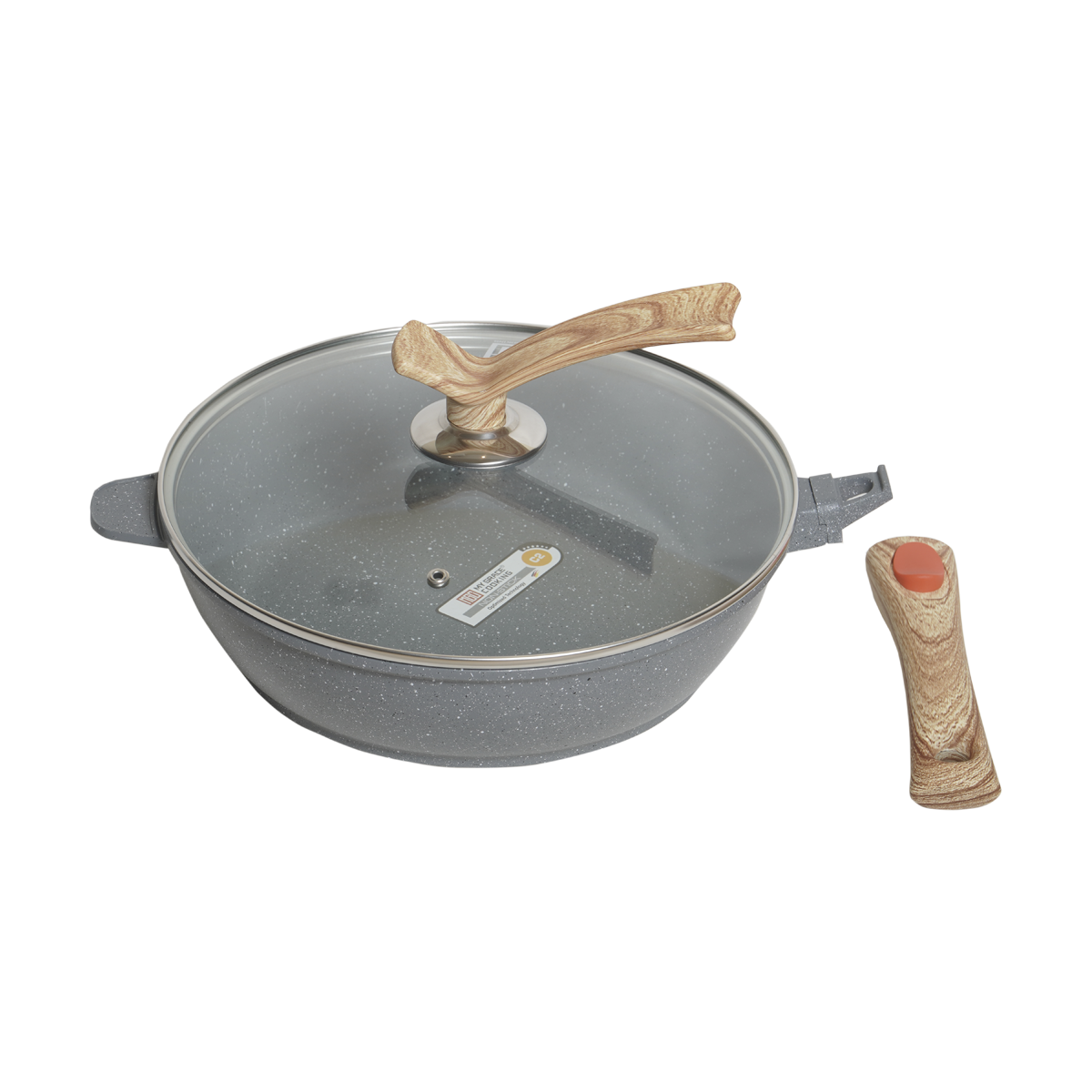 Frigideira Forno/fogão Antiaderente Revestimento Mármore Cerâmico 28cm Cinza Cabo Removível - 7