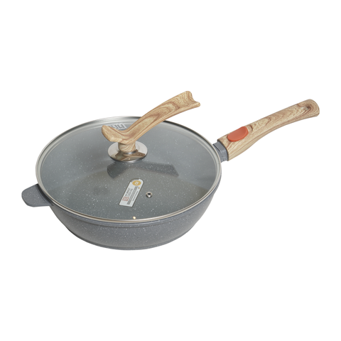 Frigideira Forno/fogão Antiaderente Revestimento Mármore Cerâmico 28cm Cinza Cabo Removível