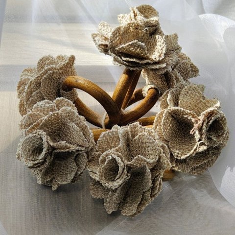 Kit Anel Porta Guardanapo Artesanal Flor Nude 6 Peças