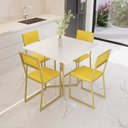 Ver imagem 4 de Conjunto Mesa de Jantar Quadrada Branca 4 Cadeiras Estofado Riviera Industrial Dourado Don Castro de