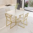 Ver imagem 1 de Conjunto Mesa de Jantar Quadrada Branca 4 Cadeiras Estofado Riviera Industrial Dourado Don Castro de