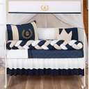 Ver imagem 1 de Kit Jogo De Berço Trançado Menino Coroa Marinho 12 Peças