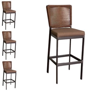 Kit 4 Banquetas de Aluminio para Balcão de Alumínio e Corda Sintética Cor:marrom