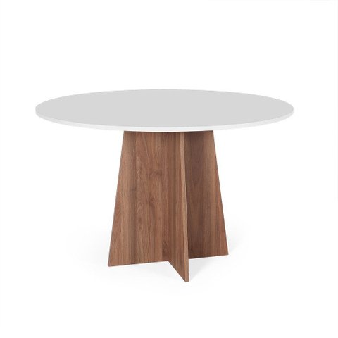 Mesa de Jantar Redonda 120cm 6 Lugares Isabela MDF Branco e Noronha  - Straub Web